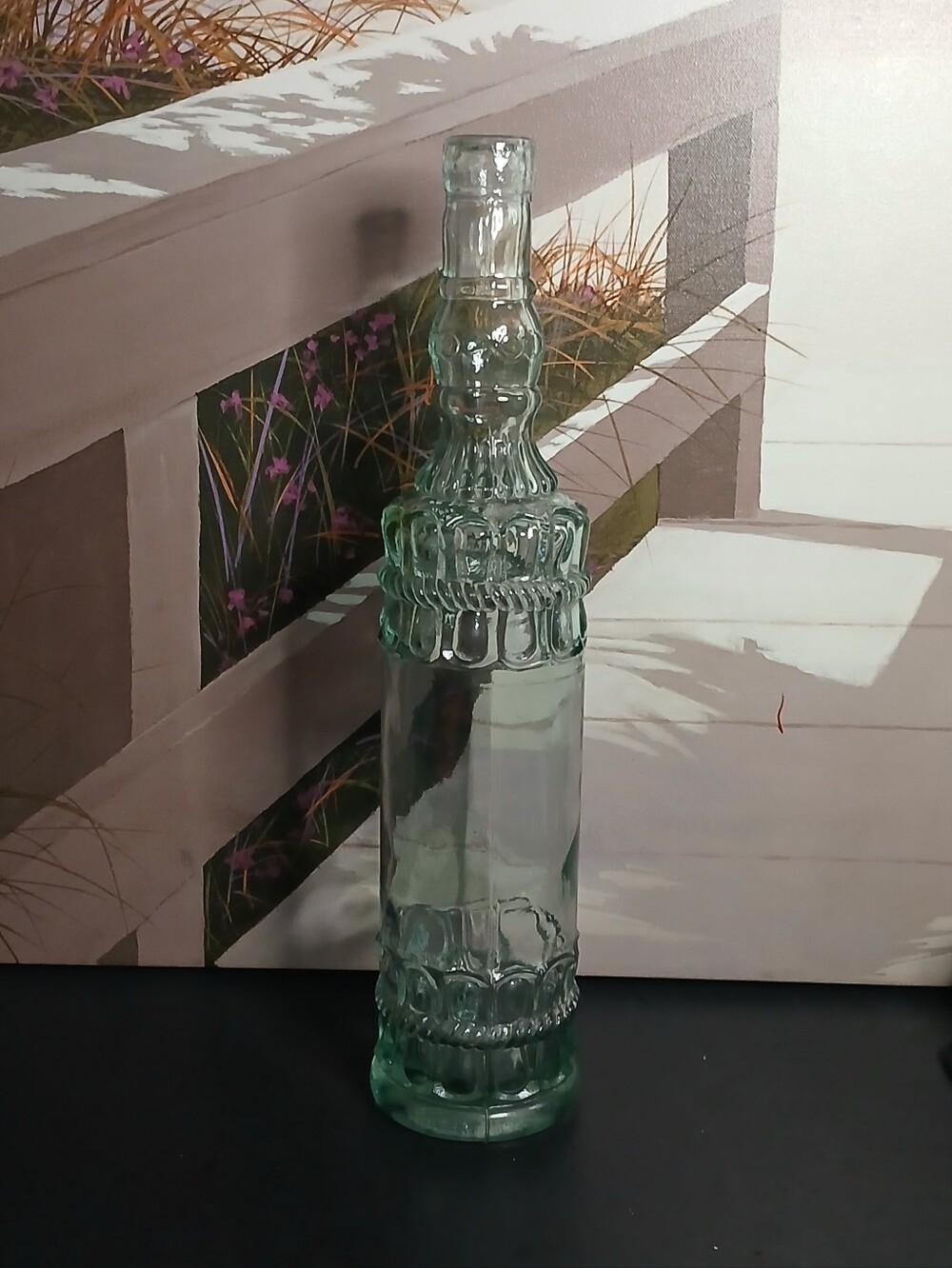 Clear Aqua Decorative Glass Bottle Vase